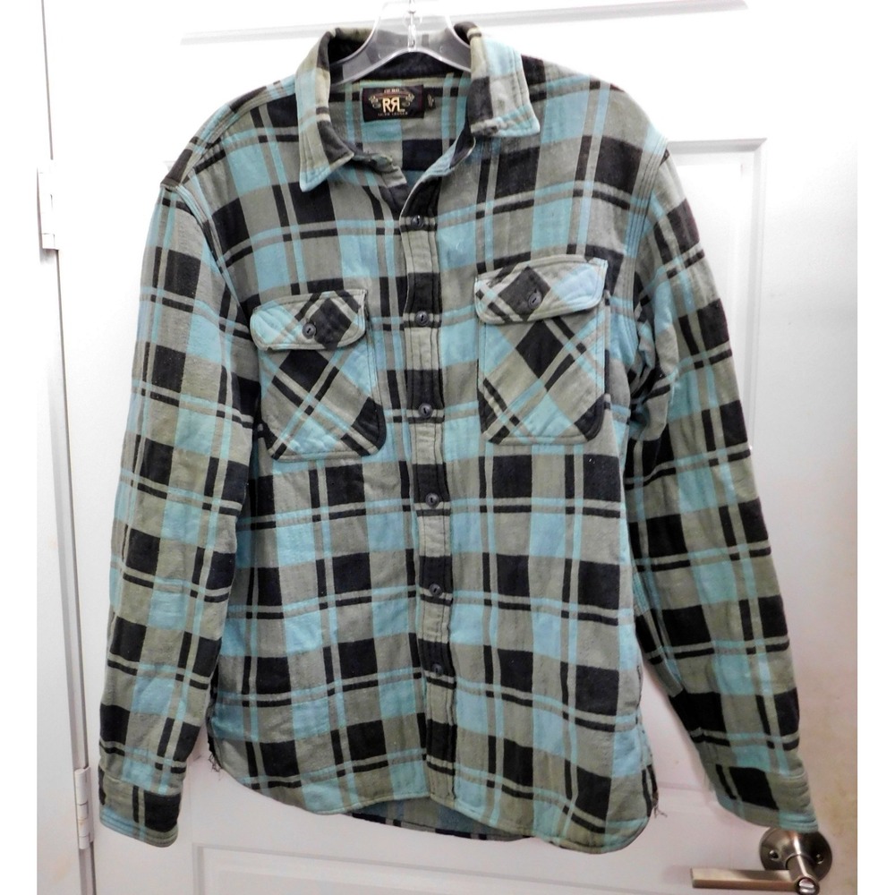 RRL Flannel Shirt Green Black Plaid Check Double RL Ralph Lauren Polo Mens sz M